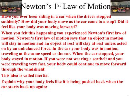 Newton’s 1st Law of Motion