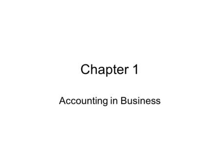 Accounting in Business