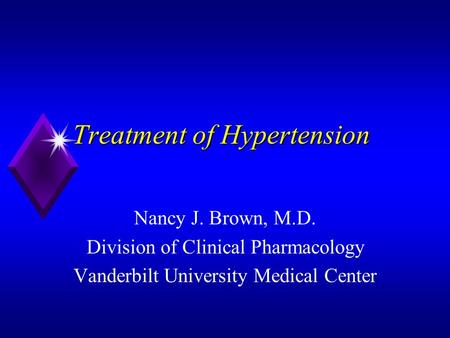 Treatment of Hypertension