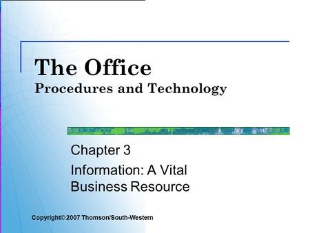 The Office Procedures and Technology