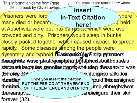 You must let the reader know where this came from! Prisoners were forced to live in brutal conditions, where many died or became fatally ill. The people.