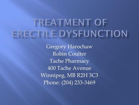 Treatment of Erectile Dysfunction