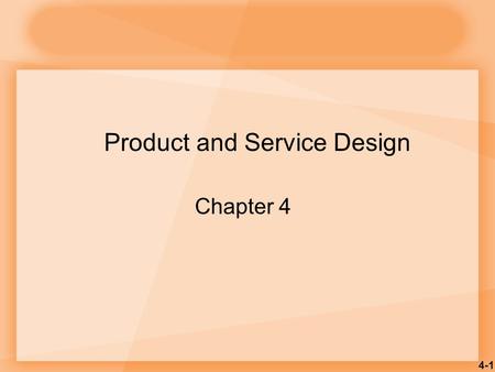 Product and Service Design