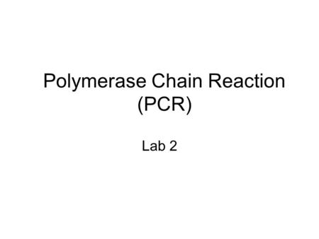 Polymerase Chain Reaction (PCR)