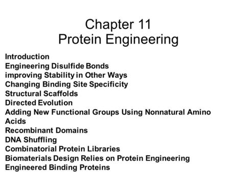 Chapter 11 Protein Engineering