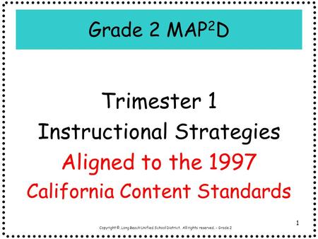 Instructional Strategies Aligned to the 1997