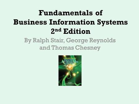 Fundamentals of Business Information Systems 2nd Edition