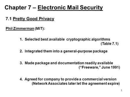 Chapter 7 – Electronic Mail Security