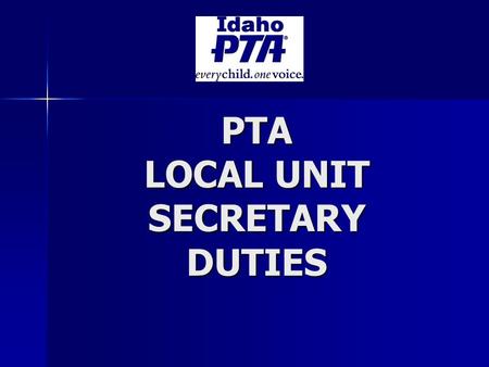 PTA LOCAL UNIT SECRETARY DUTIES