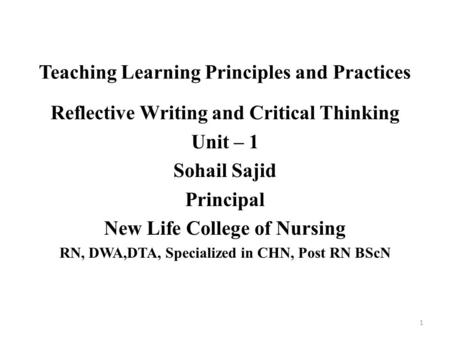 Teaching Learning Principles and Practices