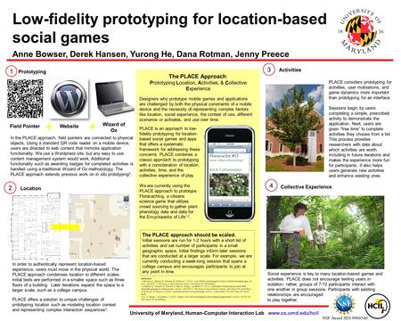 In the PLACE approach, field pointers are connected to physical objects. Using a standard QR code reader on a mobile device, users are directed to web.