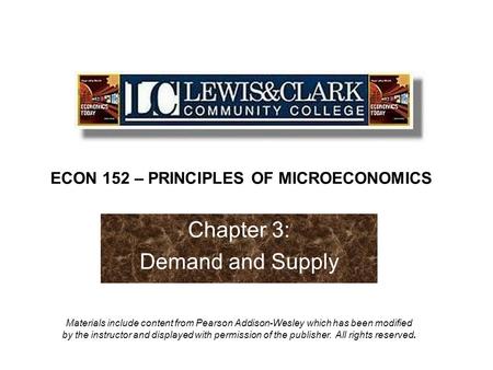 Chapter 3: Demand and Supply