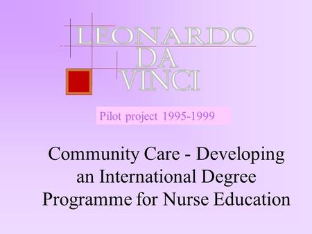 Community Care - Developing an International Degree Programme for Nurse Education Pilot project 1995-1999.