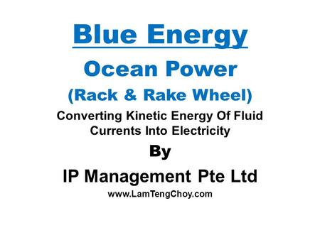 Converting Kinetic Energy Of Fluid Currents Into Electricity