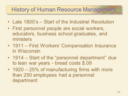 History of Human Resource Management