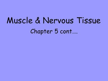 Muscle & Nervous Tissue