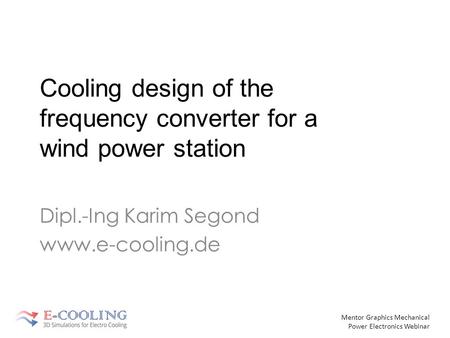 Cooling design of the frequency converter for a wind power station