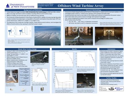 Advisor Martin Wosnik Graduate Co-Advisor Kyle Charmanski Characterize blade design/turbine performance in free stream in student wind tunnel (and validate.