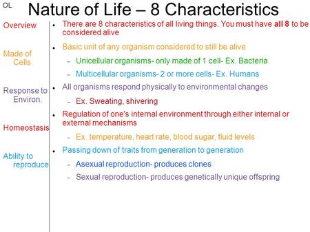 Nature of Life – 8 Characteristics