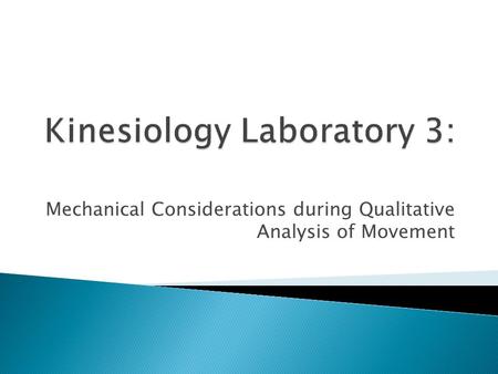 Kinesiology Laboratory 3: