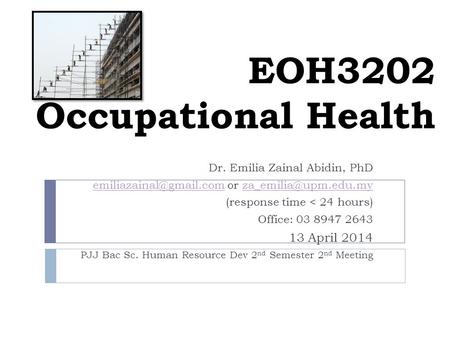 EOH3202 Occupational Health