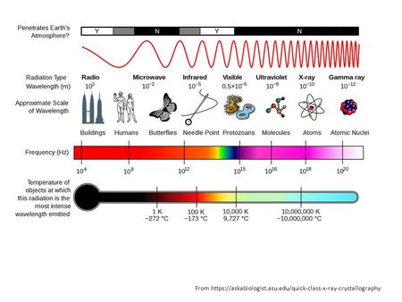 X-rays are electromagnetic waves (like light) and have a wavelength about the size of atoms. From https://askabiologist.asu.edu/quick-class-x-ray-crystallography.