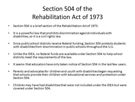 Section 504 of the Rehabilitation Act of 1973