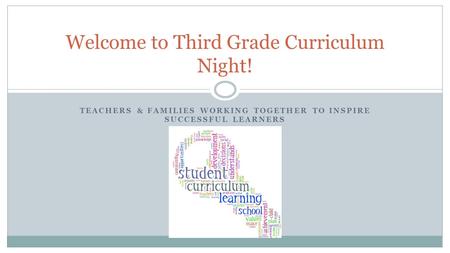 TEACHERS & FAMILIES WORKING TOGETHER TO INSPIRE SUCCESSFUL LEARNERS Welcome to Third Grade Curriculum Night!