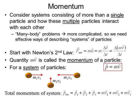 Total momentum of system: