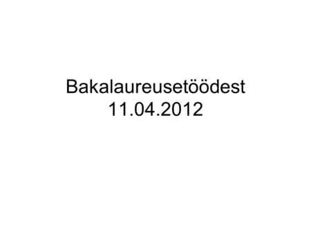 Bakalaureusetöödest 11.04.2012. Saatja-vastuvõtja tüüpi Foucault’ kardiograafi vastuvõtuploki ehitamine Title of the work: Design of the Derector block.