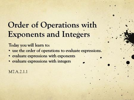 Order of Operations with Exponents and Integers