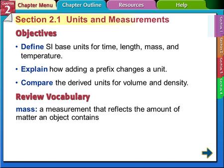 Section 2.1 Units and Measurements