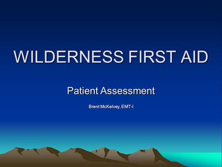 WILDERNESS FIRST AID Patient Assessment Brent McKelvey, EMT-I.