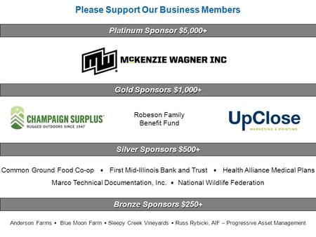 Common Ground Food Co-op First Mid-Illinois Bank and Trust Health Alliance Medical Plans Marco Technical Documentation, Inc. National Wildlife Federation.