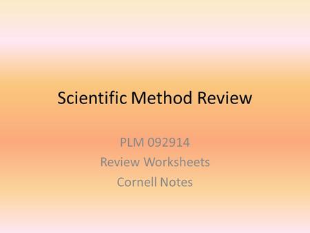 Scientific Method Review