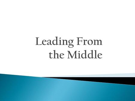 Leading From the Middle.  Review major trends  Discuss the implications of a shift in leadership towards leading from the middle  Integrate salient.