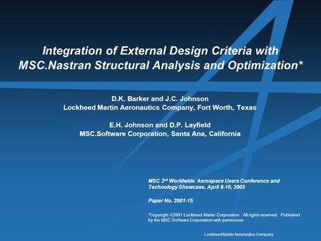 Integration of External Design Criteria with MSC