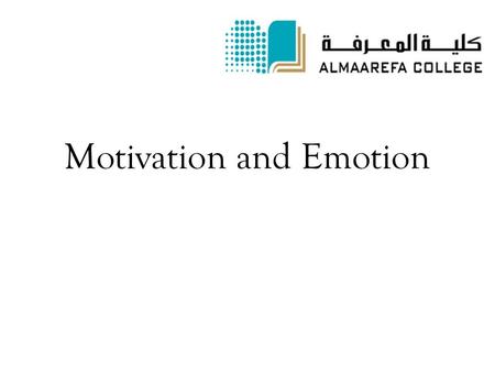 Motivation and Emotion