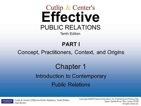 Cutlip & Center's Effective PUBLIC RELATIONS