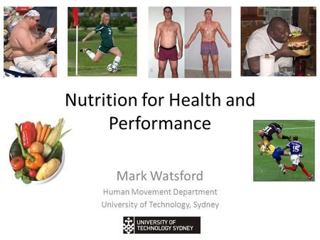 Nutrition for Health and Performance