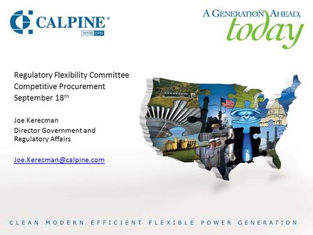 Regulatory Flexibility Committee Competitive Procurement September 18 th Joe Kerecman Director Government and Regulatory Affairs