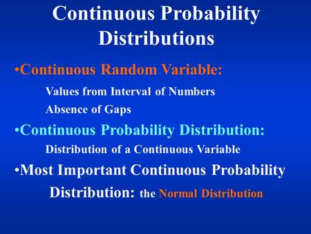 Continuous Probability Distributions