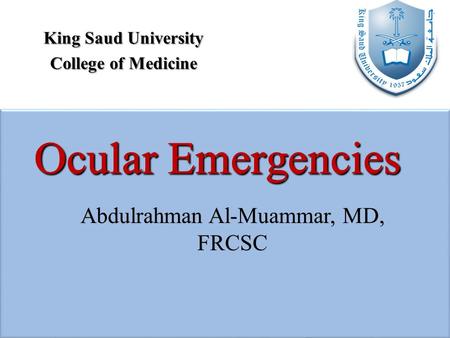 Abdulrahman Al-Muammar, MD, FRCSC