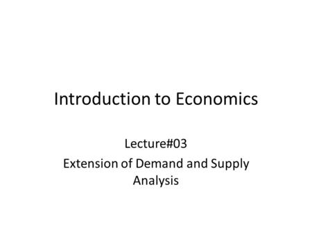 Introduction to Economics