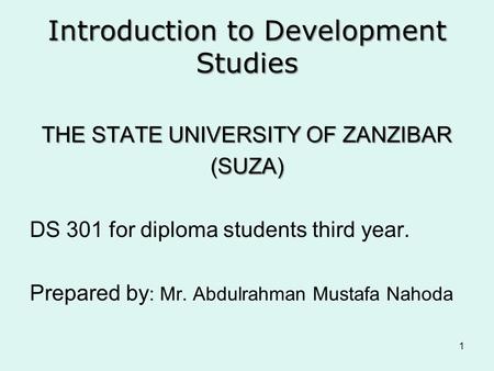 Introduction to Development Studies