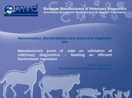 Harmonisation, Standardisation and approval of diagnostic kits Manufacturers point of view on validation of veterinary diagnostics – Seeking an efficient.