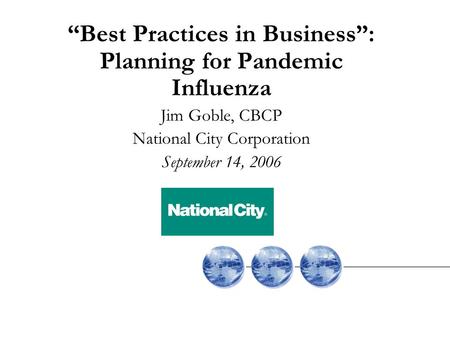 “Best Practices in Business”: Planning for Pandemic Influenza