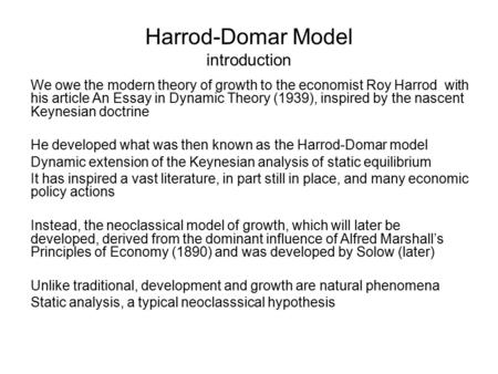 Harrod-Domar Model introduction