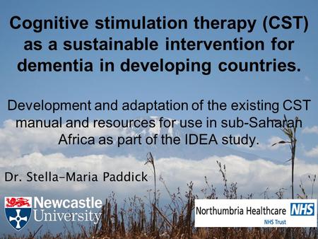 Cognitive stimulation therapy (CST) as a sustainable intervention for dementia in developing countries. Development and adaptation of the existing CST.