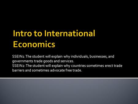 Intro to International Economics